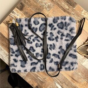 Leopard Print Faux Fur Crossbody Bag